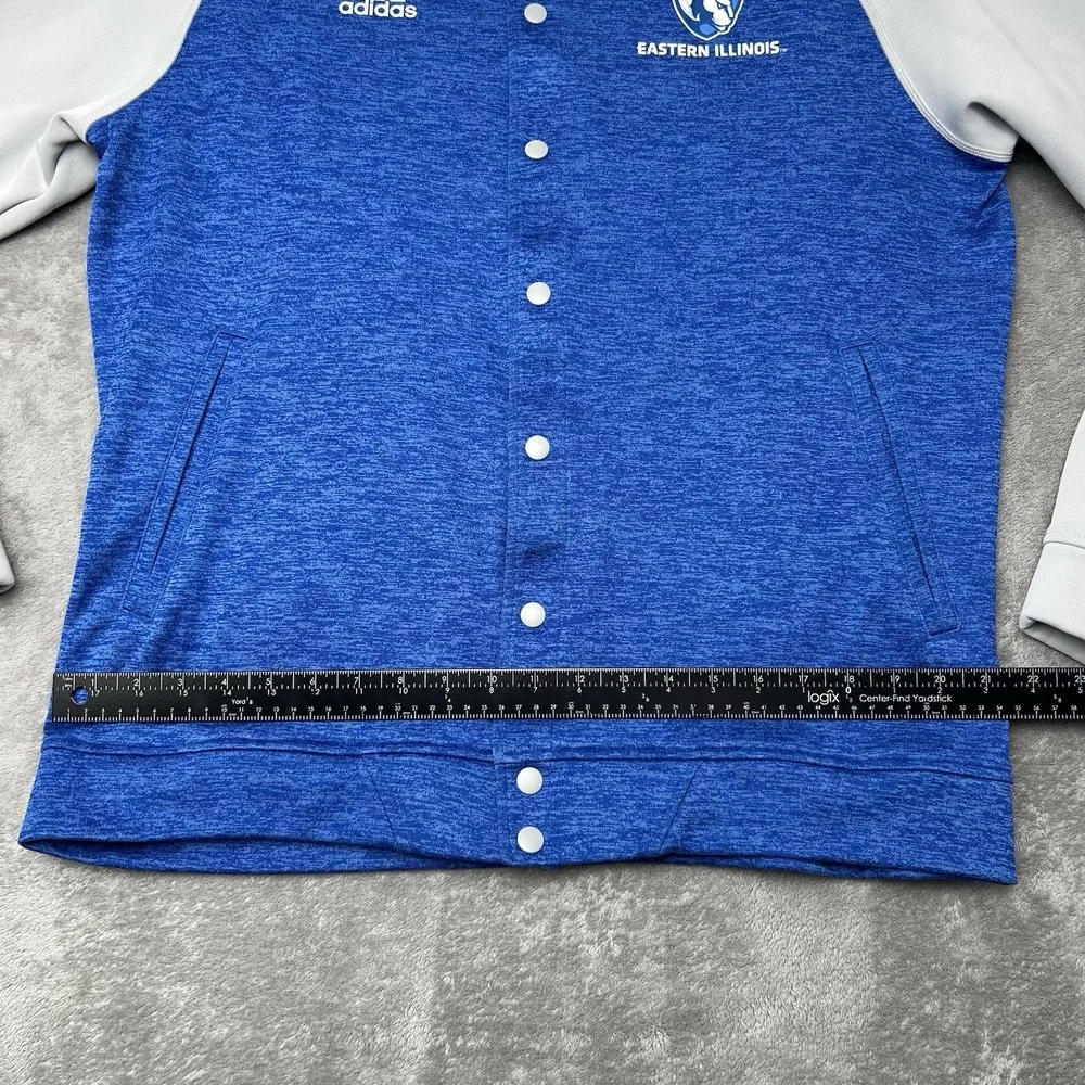 Adidas Eastern ILLINOIS Varsity Players Jacket Button Up Logo Blue Men's Large L
